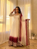Zariya Dual Tone Georgette Embroidered Anarkali Gown Set