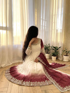 Zariya Dual Tone Georgette Embroidered Anarkali Gown Set