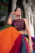 Navrang Pure Rayon Printed Navratri Lehenga with Mirror Work Blouse