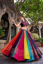 Navrang Pure Rayon Printed Navratri Lehenga with Mirror Work Blouse