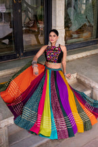 Navrang Pure Rayon Printed Navratri Lehenga with Mirror Work Blouse