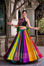 Navrang Pure Rayon Printed Navratri Lehenga with Mirror Work Blouse