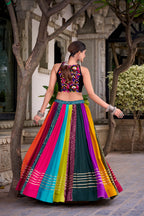 Navrang Pure Rayon Printed Navratri Lehenga with Mirror Work Blouse