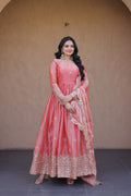 Kashmira Fendi Silk Zari & Sequins Embroidered Gown with Dupatta