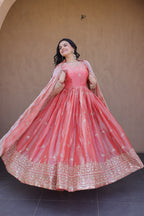 Kashmira Fendi Silk Zari & Sequins Embroidered Gown with Dupatta