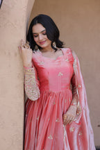 Kashmira Fendi Silk Zari & Sequins Embroidered Gown with Dupatta