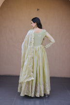 Kashmira Fendi Silk Zari & Sequins Embroidered Gown with Dupatta