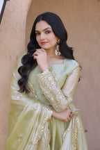 Kashmira Fendi Silk Zari & Sequins Embroidered Gown with Dupatta