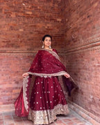 Festive Wear Long Anarkali Suit with Heavy Embroidery Dupatta
