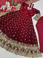 Festive Wear Long Anarkali Suit with Heavy Embroidery Dupatta