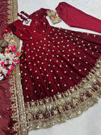 Festive Wear Long Anarkali Suit with Heavy Embroidery Dupatta