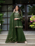 Mahika Crunchy Silk 5mm Sequins Embroidered Palazzo Suit with Dupatta