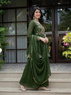 Mahika Crunchy Silk 5mm Sequins Embroidered Palazzo Suit with Dupatta