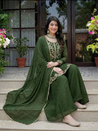 Mahika Crunchy Silk 5mm Sequins Embroidered Palazzo Suit with Dupatta