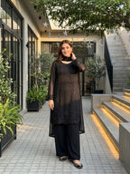 Ruhaniya Heavy Faux Georgette Beads Embroidered Kurti Palazzo with Dupatta Set