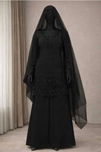 Ruhaniya Heavy Faux Georgette Beads Embroidered Kurti Palazzo with Dupatta Set