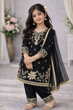 Navisha  Silk Sequins Embroidered Palazzo Suit with Dupatta