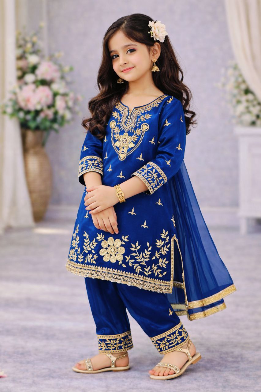 Navisha  Silk Sequins Embroidered Palazzo Suit with Dupatta