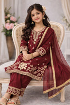 Navisha  Silk Sequins Embroidered Palazzo Suit with Dupatta