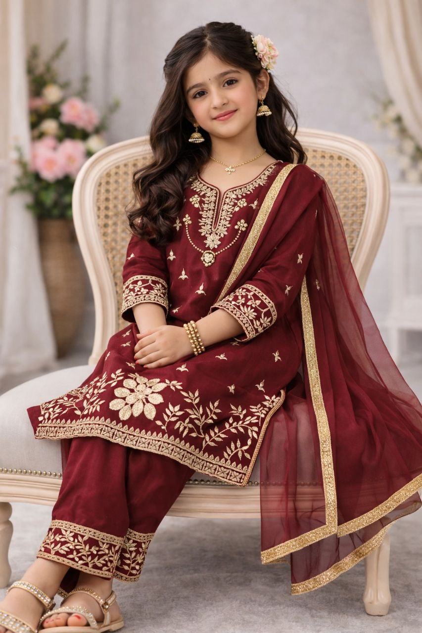 Navisha  Silk Sequins Embroidered Palazzo Suit with Dupatta