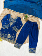 Navisha  Silk Sequins Embroidered Palazzo Suit with Dupatta