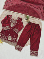 Navisha  Silk Sequins Embroidered Palazzo Suit with Dupatta