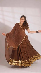 Sitara Navratri Mul Chanderi Gotta Patti Lehenga Choli with 6 Meter Flair, Sequin Embroidered Dupatta & Heavy Latkan