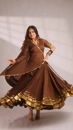 Sitara Navratri Mul Chanderi Gotta Patti Lehenga Choli with 6 Meter Flair, Sequin Embroidered Dupatta & Heavy Latkan