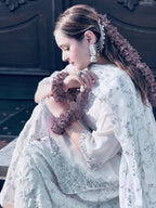 Ruhani Natural Crepe Embroidered Farshi Palazzo Suit with Dupatta