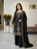 Premium Choo Silk Embroidered Palazzo Set with Cutwork Dupatta