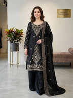 Premium Choo Silk Embroidered Palazzo Set with Cutwork Dupatta