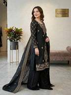 Premium Choo Silk Embroidered Palazzo Set with Cutwork Dupatta