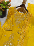 Premium Choo Silk Embroidered Palazzo Set with Cutwork Dupatta
