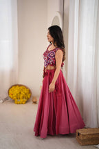 Aafreen Heavy Rayon Designer Lehenga Choli with Fancy Lagdi Patta Lace, 5 Meter Flair & Mirror Work Blouse