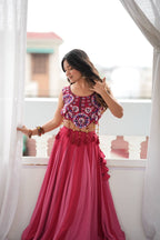Aafreen Heavy Rayon Designer Lehenga Choli with Fancy Lagdi Patta Lace, 5 Meter Flair & Mirror Work Blouse