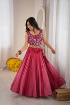 Aafreen Heavy Rayon Designer Lehenga Choli with Fancy Lagdi Patta Lace, 5 Meter Flair & Mirror Work Blouse