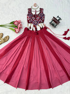 Aafreen Heavy Rayon Designer Lehenga Choli with Fancy Lagdi Patta Lace, 5 Meter Flair & Mirror Work Blouse