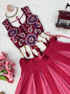 Aafreen Heavy Rayon Designer Lehenga Choli with Fancy Lagdi Patta Lace, 5 Meter Flair & Mirror Work Blouse