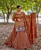 Premium Simmer Silk Lehenga with Zari and Multi Needle Embroidery
