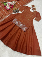 Premium Simmer Silk Lehenga with Zari and Multi Needle Embroidery