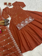 Premium Simmer Silk Lehenga with Zari and Multi Needle Embroidery