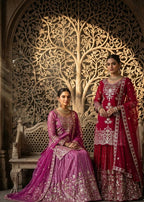 Zarisha Organza Twine Net Sequins Embroidered Sharara Suit with Dupatta
