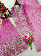 Zarisha Organza Twine Net Sequins Embroidered Sharara Suit with Dupatta