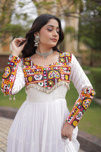 Meherbaan  Rayon Mukaish & Gamthi Embroidered Gown with Mirror Work, Gota Patti, Codi Lace