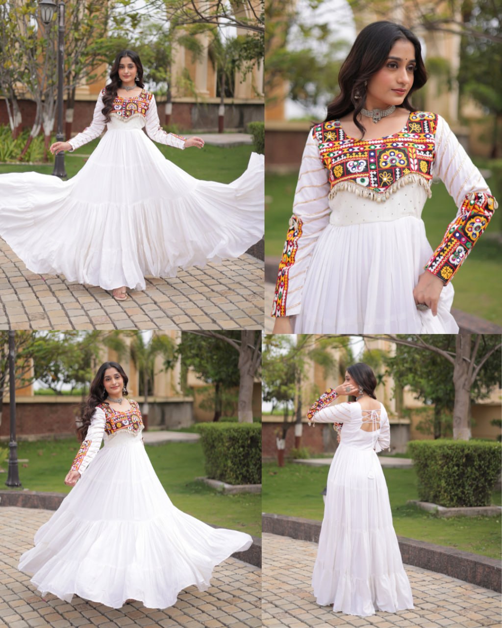 Meherbaan  Rayon Mukaish & Gamthi Embroidered Gown with Mirror Work, Gota Patti, Codi Lace