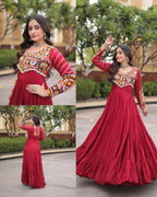 Meherbaan  Rayon Mukaish & Gamthi Embroidered Gown with Mirror Work, Gota Patti, Codi Lace