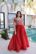 Gorgeous Mehandi Sequins & Pipe Beads Embroidered Designer Gown