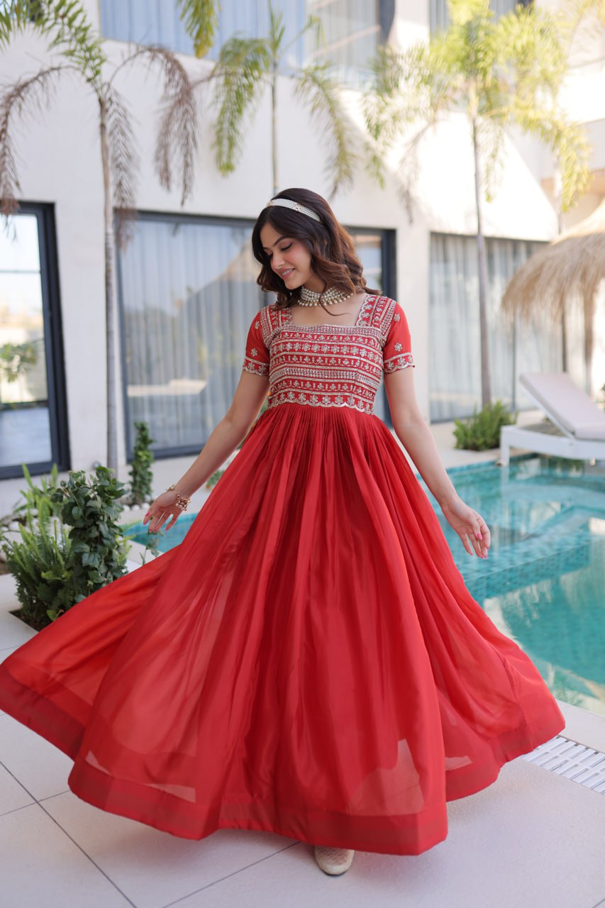 Gorgeous Mehandi Sequins & Pipe Beads Embroidered Designer Gown