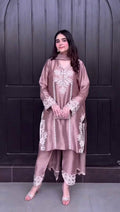 Zehra Heavy Natural Crepe Silk Farshi Salwar Suit with Coding Sequin Embroidery, Moti Hand Work & Organza Dupatta