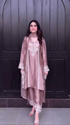 Zehra Heavy Natural Crepe Silk Farshi Salwar Suit with Coding Sequin Embroidery, Moti Hand Work & Organza Dupatta